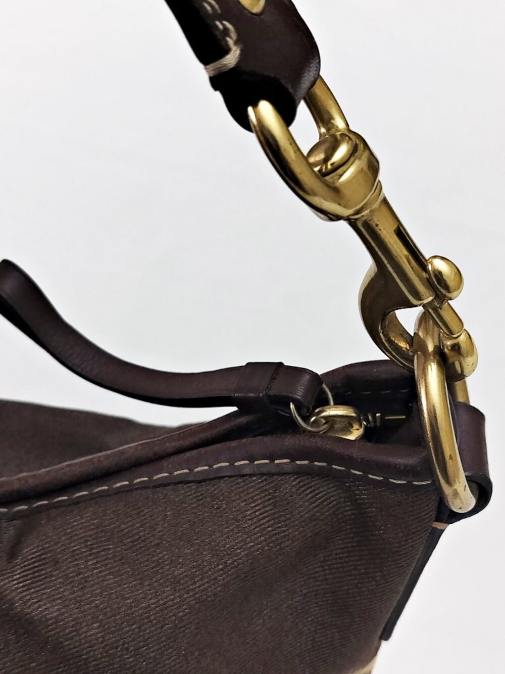 COACH Legacy 11689 Signature Monogram Canvas Shoulder Bag Hobo Handbag Tote Tan - Picture 8 of 15